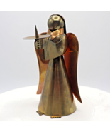 6&quot; Copper Brass Metal Angel Candle Holder Christmas Decor Mid Century Ho... - $15.00