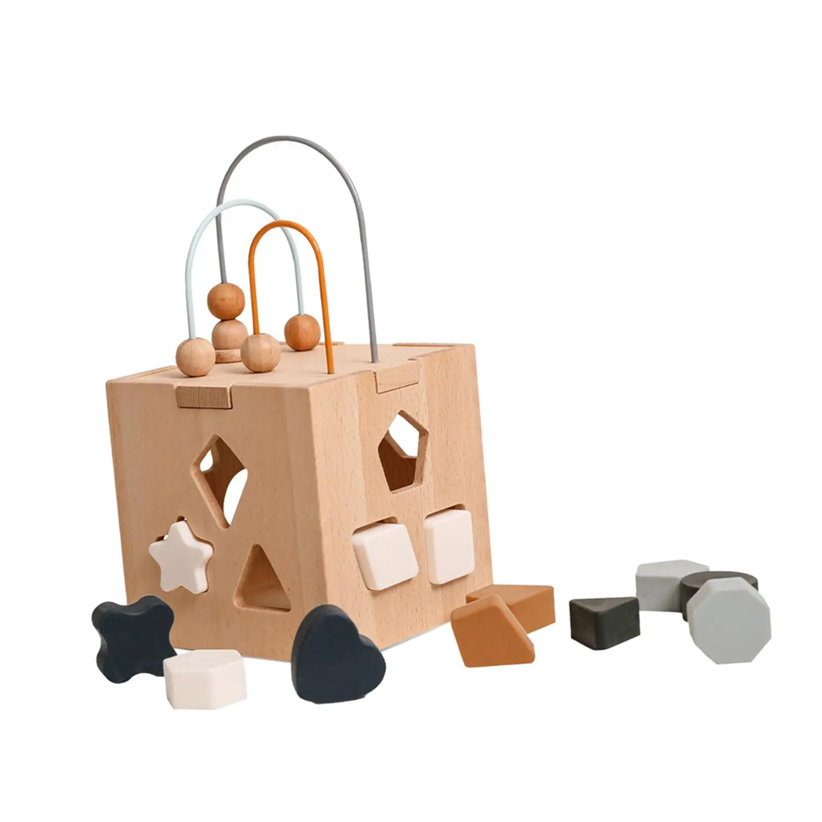 Montessori Shape Blocks Matching Interactive Montessori Baby Activity Cube for - £21.90 GBP