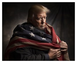 President Donald Trump With American Flag Wrapped Around Him 8X10 Ai Photo - £6.77 GBP