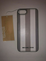 NWT MICHAEL KORS Leather Letters iPhone 7 Snap On Cement White Pearl Grey - $18.99