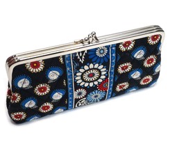 ❤️ VERA BRADLEY Night Owl Double Kisslock Wallet Floral Blue Red - £10.97 GBP