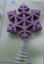 BRAND NEW Donner &amp; Blitzen Snowflake Tree Topper - LAVENDER GLITTER - 15... - $14.84