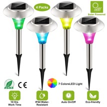 4Pcs Led Solar Power Lights Color Changing Landscape Garden Path Lamp Waterproof - £35.55 GBP