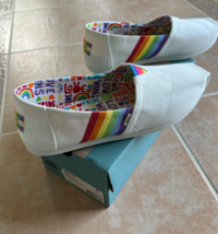 Toms Alpargata White Unity Rainbow Canvas Womens Loafer Flats  Size 5.5 - £16.35 GBP