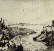 1930 The Railroad Suspension Bridge Niagara Falls Lithograph Print Curri... - $1,642.31 MXN