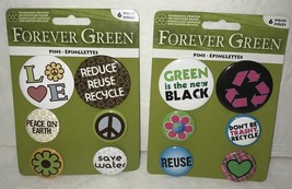Environmental 12 button pin green ecology recycle peace climate change - $3.11