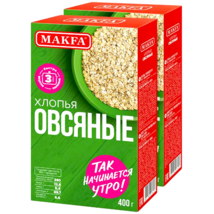 2 PACK OAT FLAKES CEREAL 2 x 400G Makfa Made in Russia RF МАКФА Хлопья О... - $9.89
