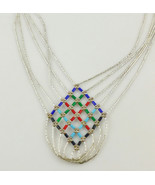 SOUTHWESTERN Liquid Sterling Silver Beaded NECKLACE in Blue Green Red Tu... - $45.00