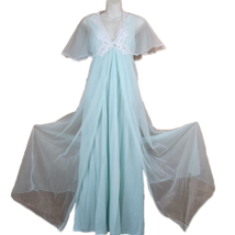 Gossard Artemis Sheer Nylon Lace Peignoir Set Green Nightgown Capelet Ro... - $76.42