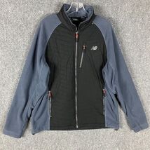 New Balance Fleece Jacket Men&#39;s Large Full Zip Gray Black 100% Polyester L - €18,75 EUR