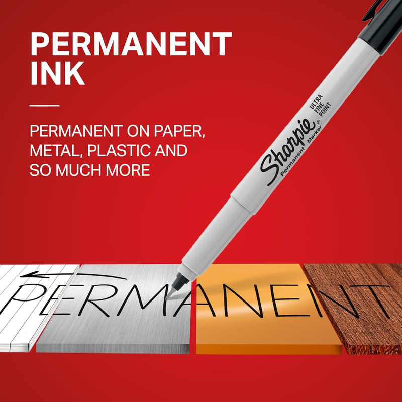 37002 Permanent Markers, Ultra Fine Point, Red, 12 Count Item image 2