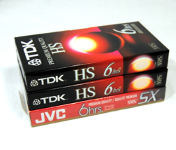Lot Of 3 New Jvc Sx &amp; Tdk T-120 Premium Grade Blank Vhs Tapes 6 Hours Sealed - £8.61 GBP