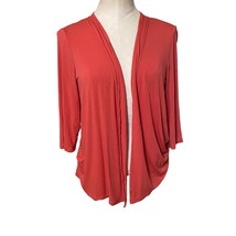 J. Jill Wearever Collection Open Front 3/4 Sleeve Cardigan Sweater Coral Size M - £22.24 GBP