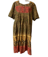 Sante Classic Brown Kaftan Muumuu Boho Sz 1X Short Sleeve Loose Fit Comfort - £14.85 GBP