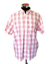 Roundtree &amp; Yorke Shirt Men&#39;s Size Large 100% Button Front Red White - £13.31 GBP