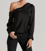 Astr Ellen Satin Rhinestone One Shoulder Top Black - $51.48+