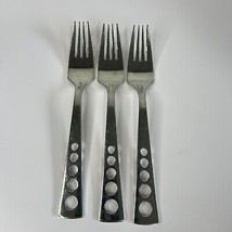 Set of 3 Oneida Apollo 18/10 Pierced Circles Glossy Dinner Forks Silverware - £14.45 GBP