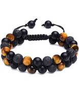 Triple Protection Bracelet Tiger Eye Black Onyx Lava Rock 8mm Beads unis... - £27.68 GBP