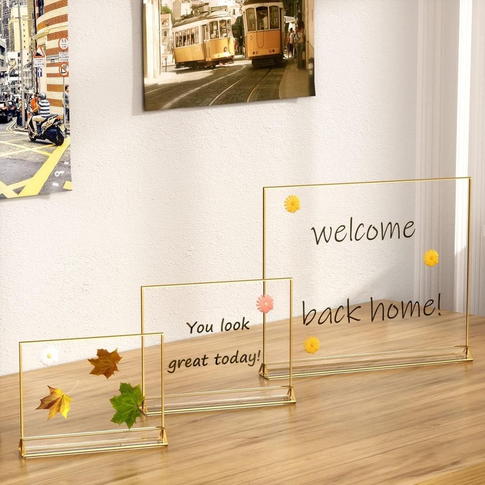 6-Pack Horizontal Acrylic Sign Holders with Gold Borders for Elegant Displays Item image 8