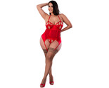 Magic Silk Holidaze Peek-A-Boo Basque and Pull Open G-string Red Queen Size - £43.80 GBP