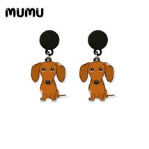 2021 New Dachshund Dog Drop Earring Cute Animal Acrylic Earrings Resin Epoxy Han - £6.77 GBP