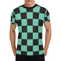 Demon Anime Checkered Black Green Men&#39;s All Over Print T-shirt (USA Size) - $27.00