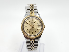 Vintage 1990 Timex Watch Women New Battery Two-Tone Gold Date Dial 24mm - £19.90 GBP