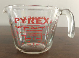 Pyrex 1 Cup 8 Oz 250 ML Metric Glass Red Lettering Measuring Cup Corning... - £8.57 GBP