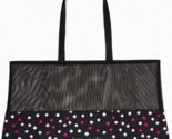 Kate Spade Black Mesh Tote with White Pink Purple Polka Dot 25&quot; x 15&quot; Y - £22.87 GBP