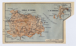 1911 Antique Map Of Islands Of Ischia And Procida / Italy - £22.93 GBP