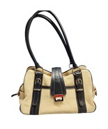 Etienne Aigner Shoulder Bag Womens Tan Navy Canvas Leather Trim Casual O... - $46.39