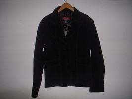 NWT! Womens Black Genuine Suede Leather Fitted Blazer Jacket Size S zara h&amp;m - £34.48 GBP
