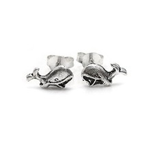 Sterling Silver Cute Whale Stud Post Earrings [Jewelry] - £7.04 GBP