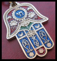 Chai (חי) Hamsa Evil Eye protection KeyRing Israel Hebrew Travelers Prayer - $9.50