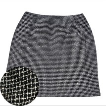 Classic black white tweed pencil business work office skirt workwear Size 10P - £5.45 GBP