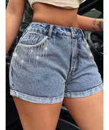 Rhinestone Fringe Denim Shorts - $51.53 CAD