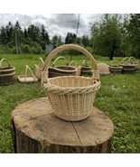 Small Handwoven Wicker Basket | Rustic Round Willow Basket - $181.04 CAD