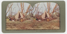c1900&#39;s Colorized Stereoview A Duck Hunter&#39;s Camp on the Marsh With Dog &amp; Tent - £7.46 GBP