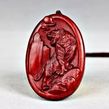 Tiger Chinese Zodiac Rosewood Pendant Hand Carved Amulet Gift 5cm Height - $27.38 CAD