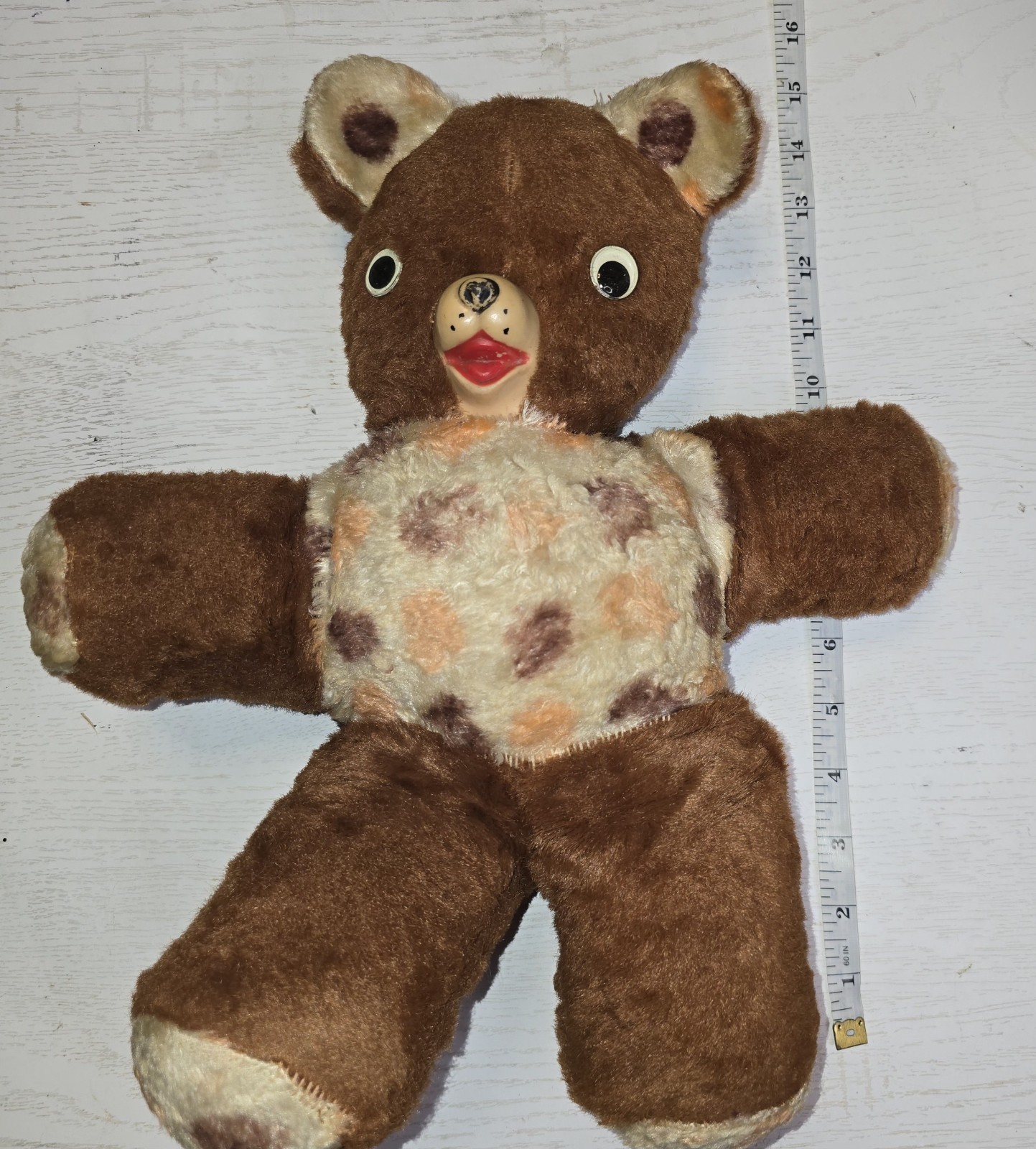 Vintage Cubbi Gund Brown & tan Polka Dot Teddy Bear Plush By Gund 14" Item image 3