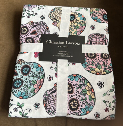 Christian lacroix Halloween Tablecloth Day of the Dead Skull New 60”x120” Item image 2