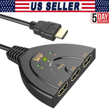 3 Hdmi Port Switch Switcher Splitter Hub Box Cable For Hdtv 4K 2160P Xbox Ps4 Us - £11.18 GBP