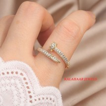 Beautiful Diamond encrusted Gold Ring | Royal Luxury Elegant Gold Wedding Ring - £88.32 GBP