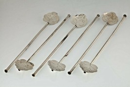 Mexico Taxco Sterling Silver Ice Tea Sipper Straw Spoon Lot of 6, 8&quot; Long - £176.19 GBP