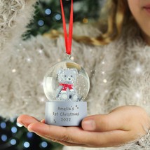 Personalised Any Message Teddy Snow Globe - Tree Decoration - Christmas ... - $12.99