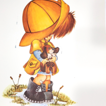 70s Little Girl Wall Art Print Child Rescue Puppy Dog 11 x 14 inch Litho... - $4.65