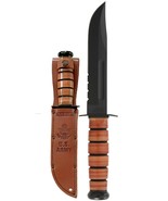 KA-BAR US Army 7&quot; Fixed Blade Knife, Serrated Leather Handle, Brown Shea... - $130.94