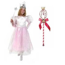 Girls Wizard of Oz Glinda Witch Pink Dress Crown Wand 3 Pc Halloween Costume- 10 - £23.22 GBP