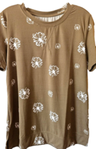 Unbranded Womens Shirt Size Medium Brown Polyester Spandex Short Sleeved So Soft - £7.83 GBP