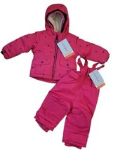 Cat &amp; Jack Hot Pink Purple Stars Heavyweight Ski Jacket Snow Bib Pants s... - £31.37 GBP